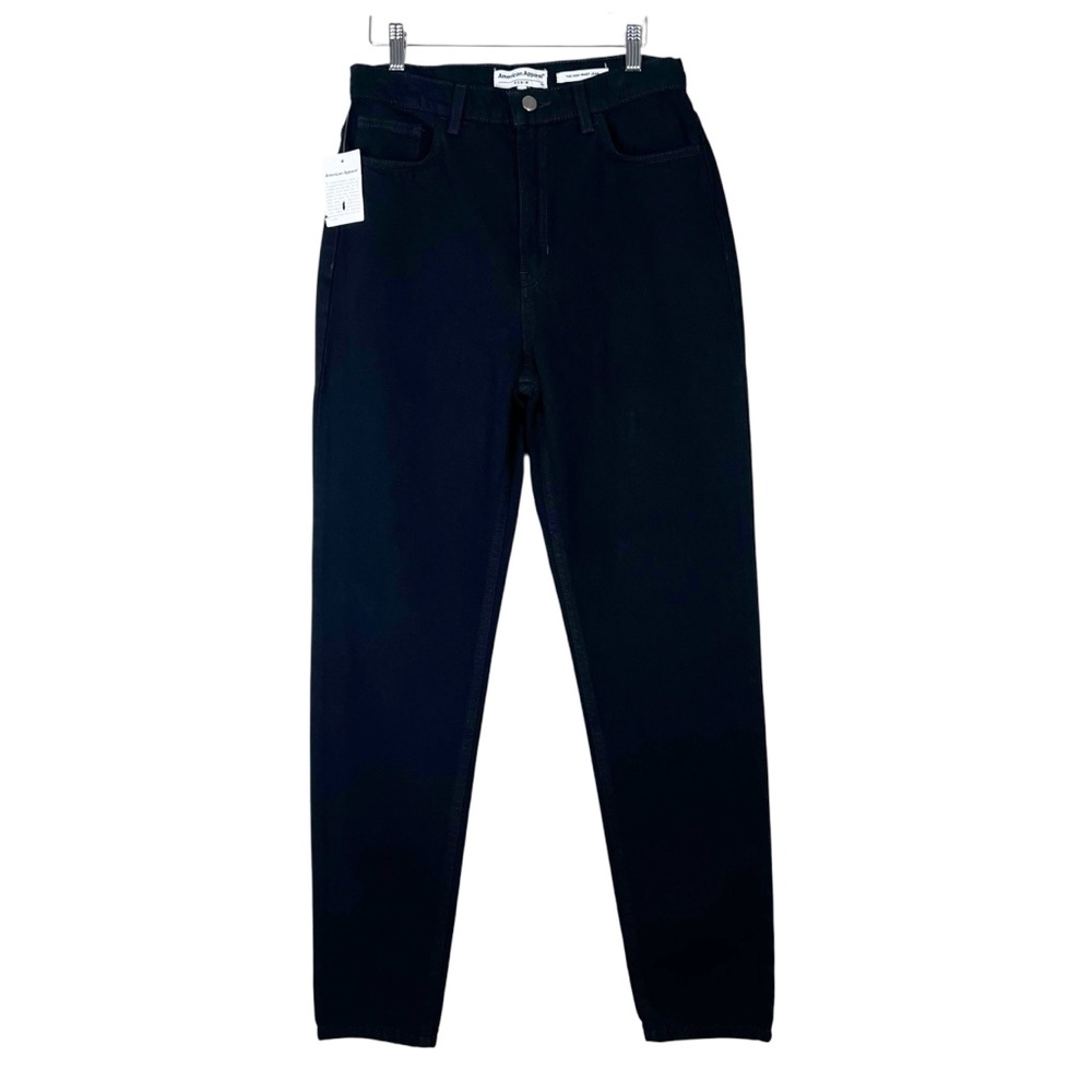 NWT American Apparel High Waist Jeans Womens 30 Black Denim Tapered Retro